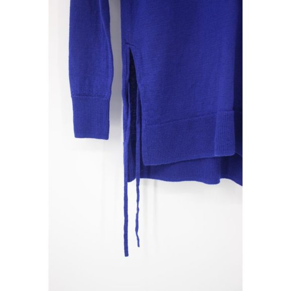 J.Crew sweater Women XS Merino Wool Crew Neck Long Sleeve Blue Side Slit Tie - Picture 2 of 9